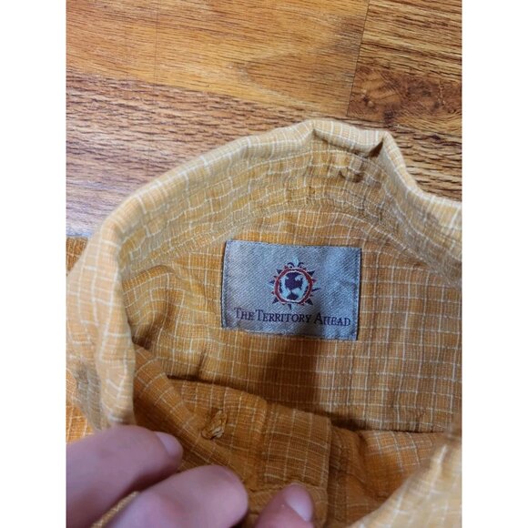 The Territory Ahead Shirt Men's M Orange Textured Cotton Academia - Picture 5 of 6